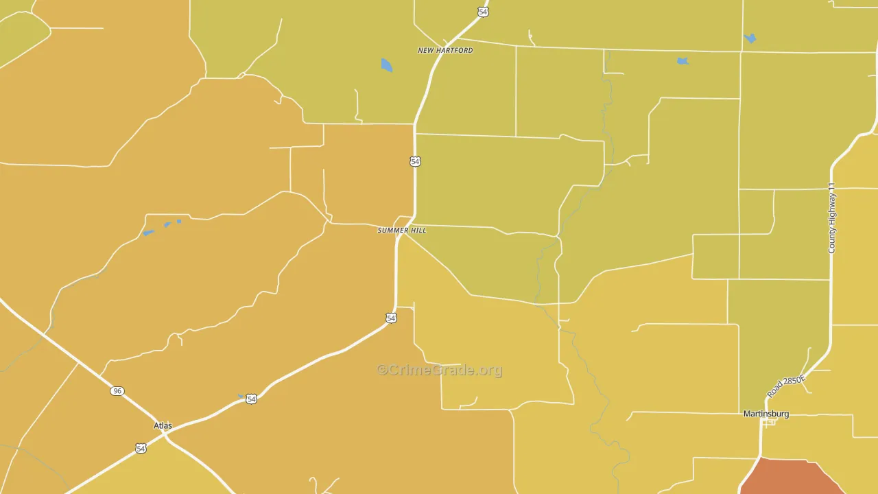 Summer Hill, IL Map of Burglary Rates
