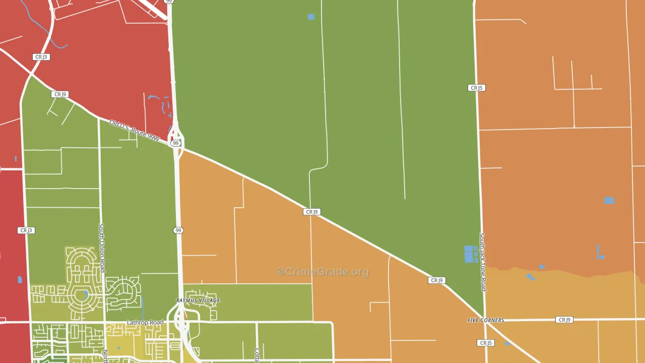 Summer Home, CA Map of Burglary Rates
