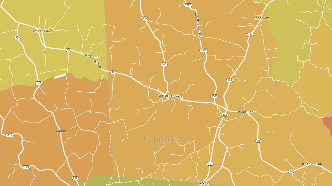 Summer Shade, KY Map of Burglary Rates
