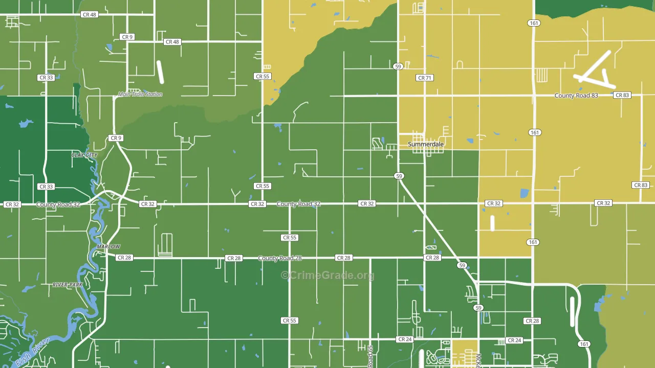 Summerdale, AL Map of Burglary Rates