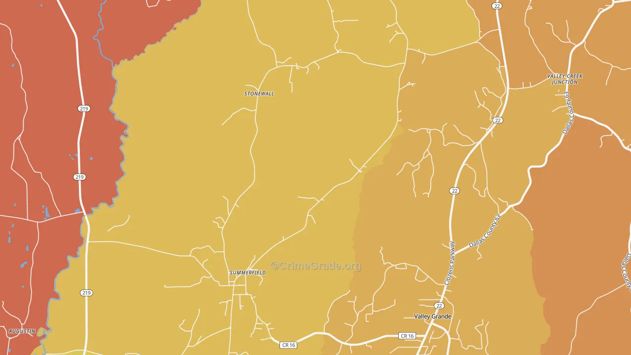 Summerfield, AL Map of Burglary Rates