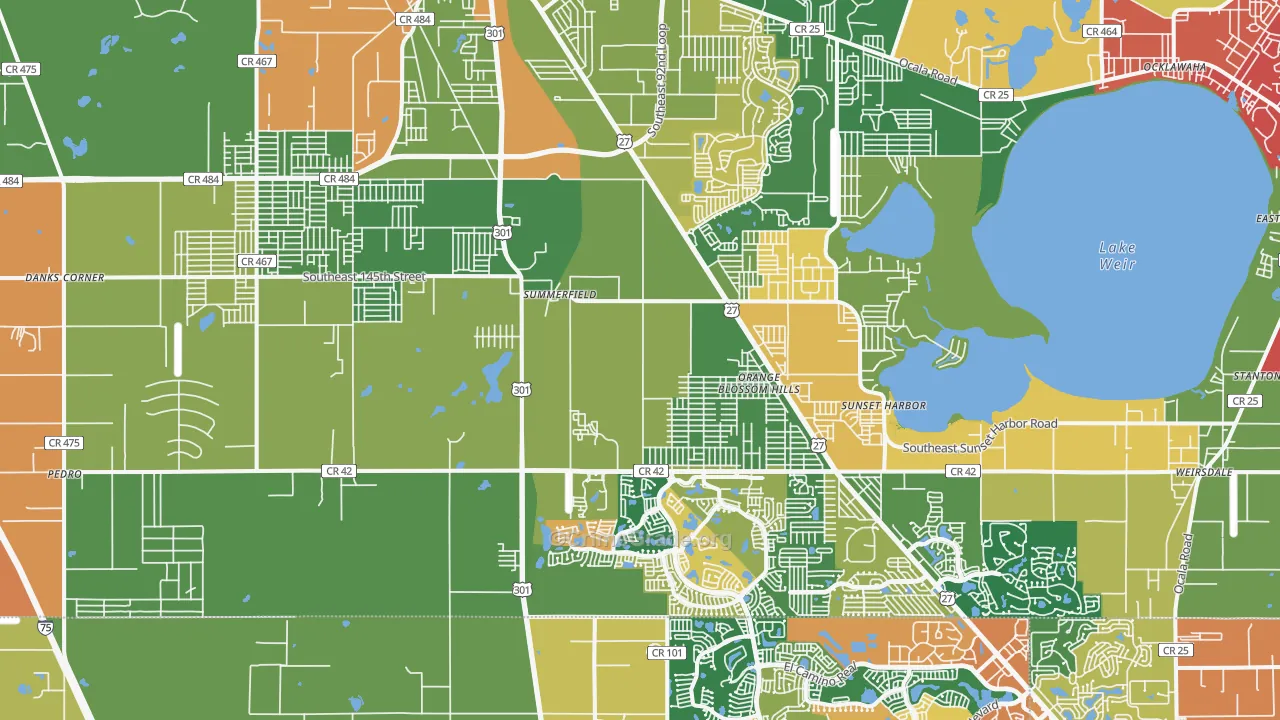 Summerfield, FL Map of Burglary Rates