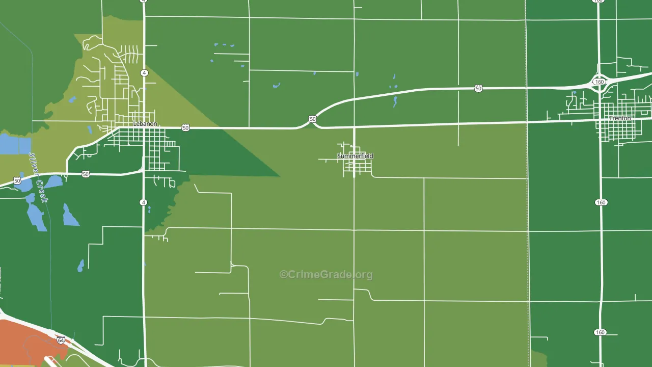 Summerfield, IL Map of Burglary Rates