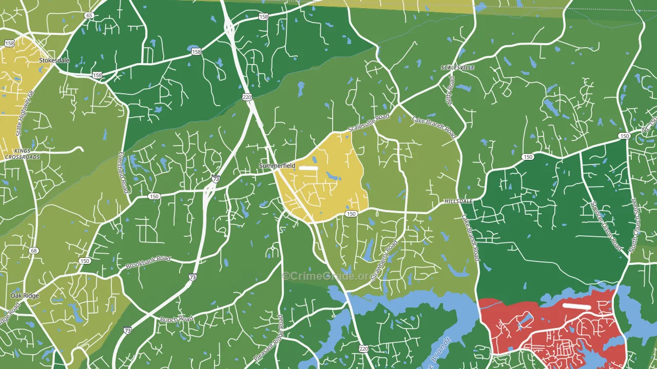 Summerfield, NC Map of Burglary Rates