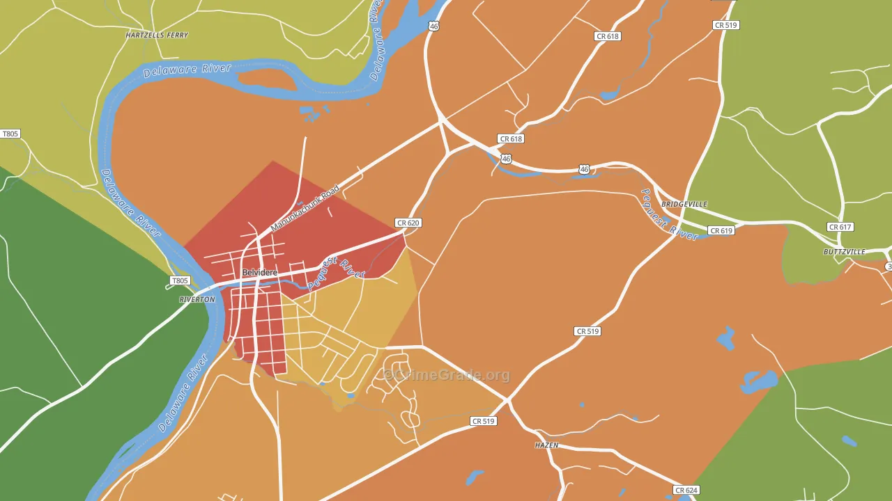 Summerfield, NJ Map of Burglary Rates