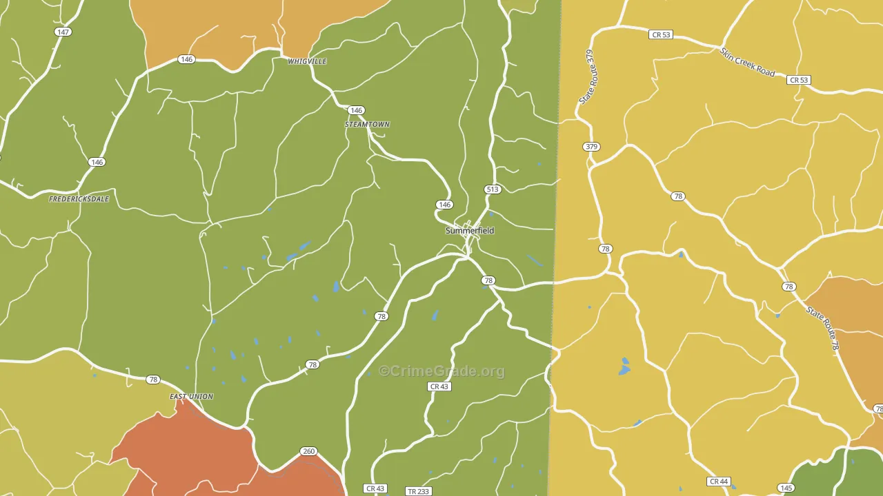 Summerfield, OH Map of Burglary Rates