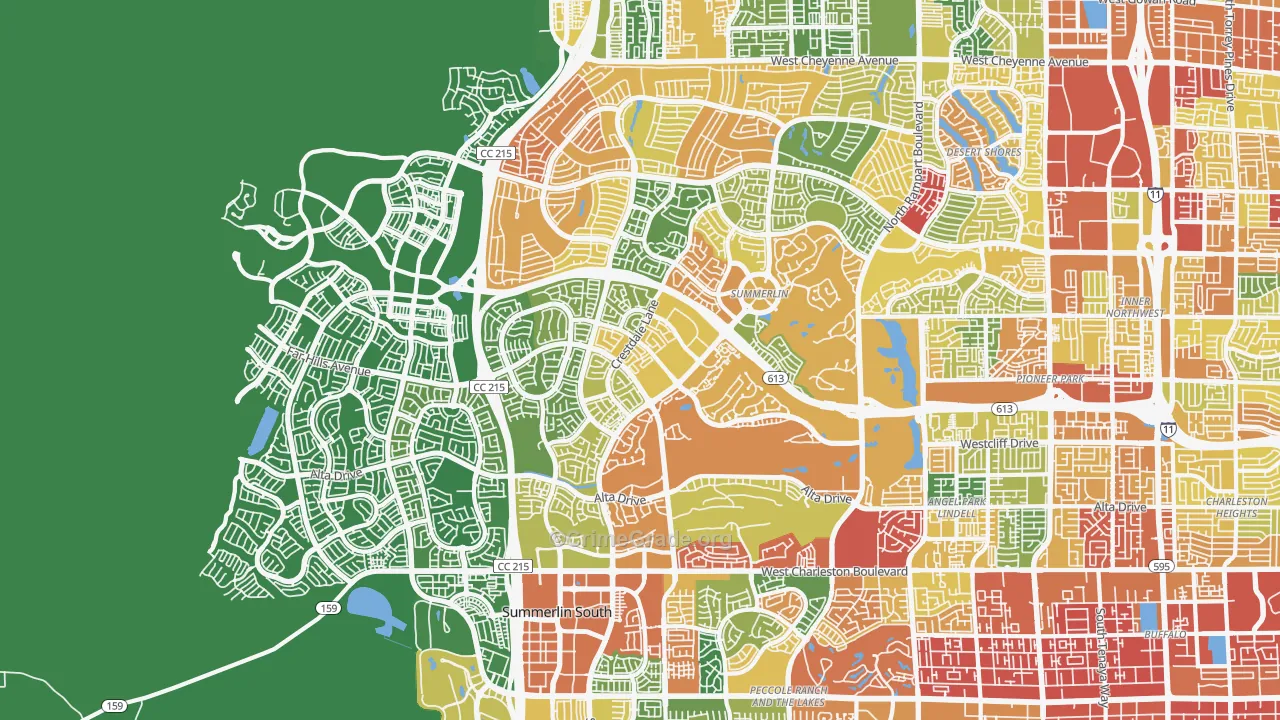 Summerlin North, Las Vegas, NV Map of Burglary Rates