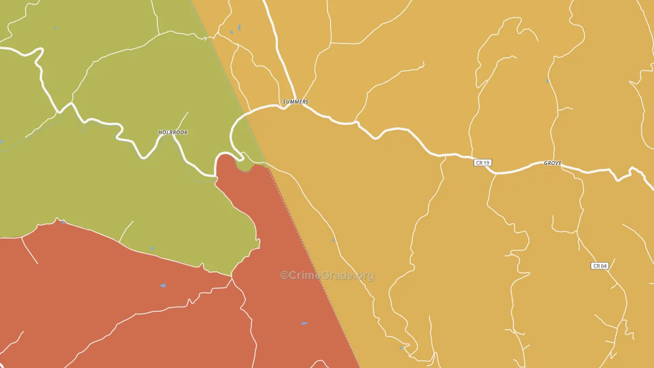 Summers, WV Map of Burglary Rates