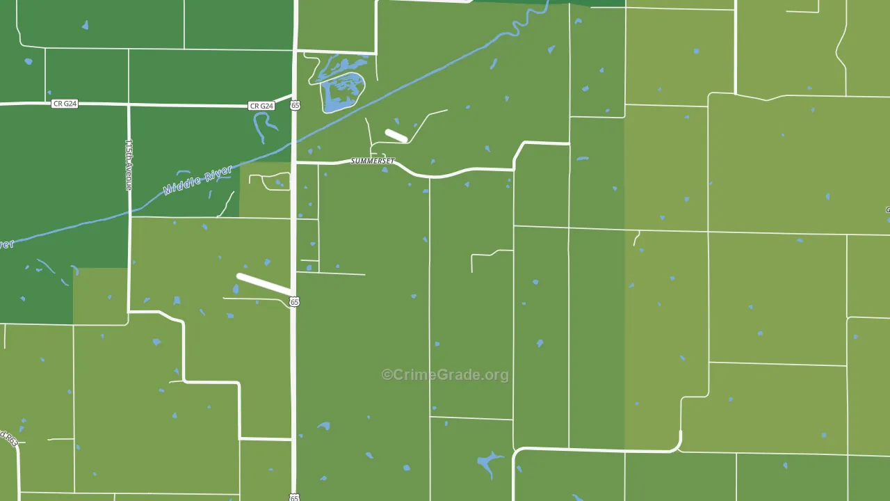 Summerset, IA Map of Burglary Rates