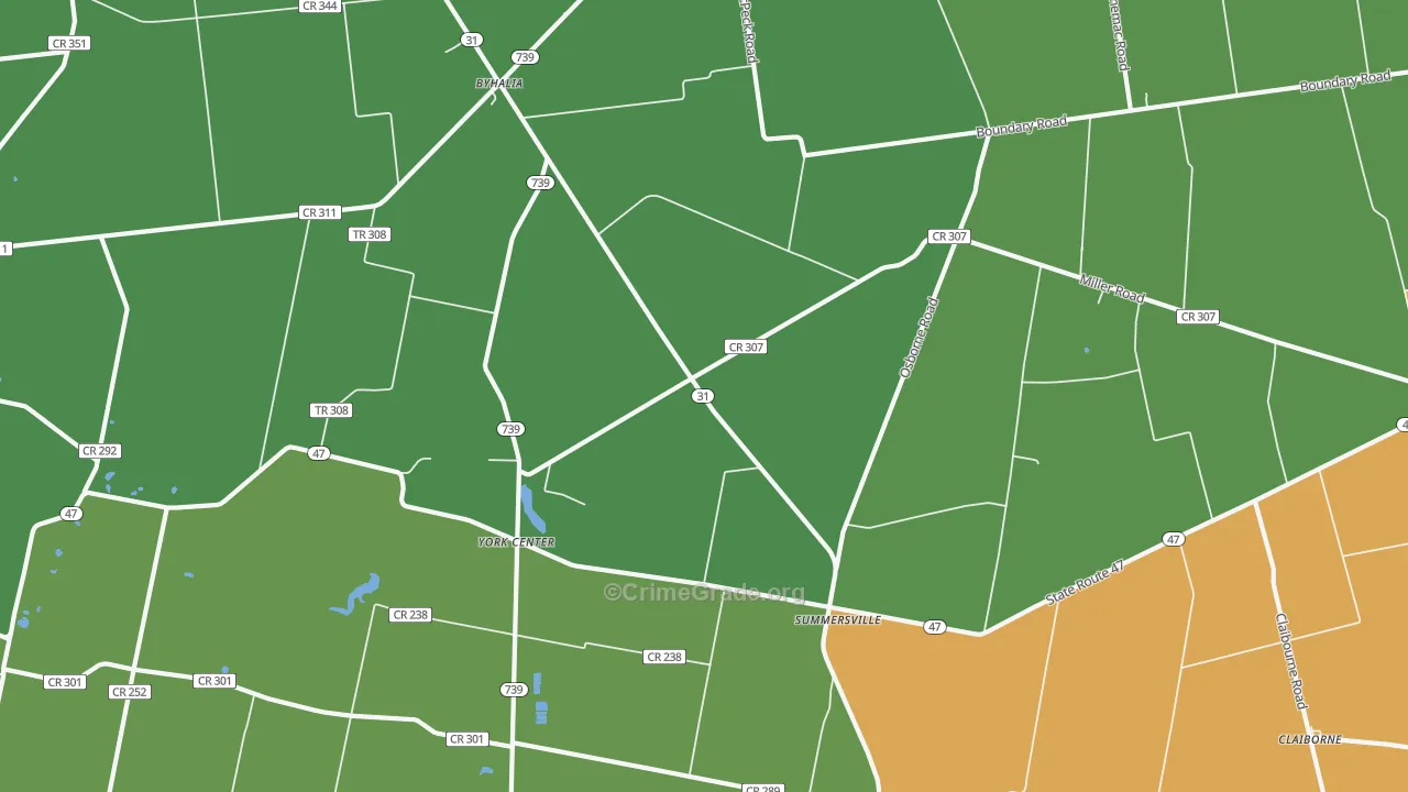 Summersville, OH Map of Burglary Rates