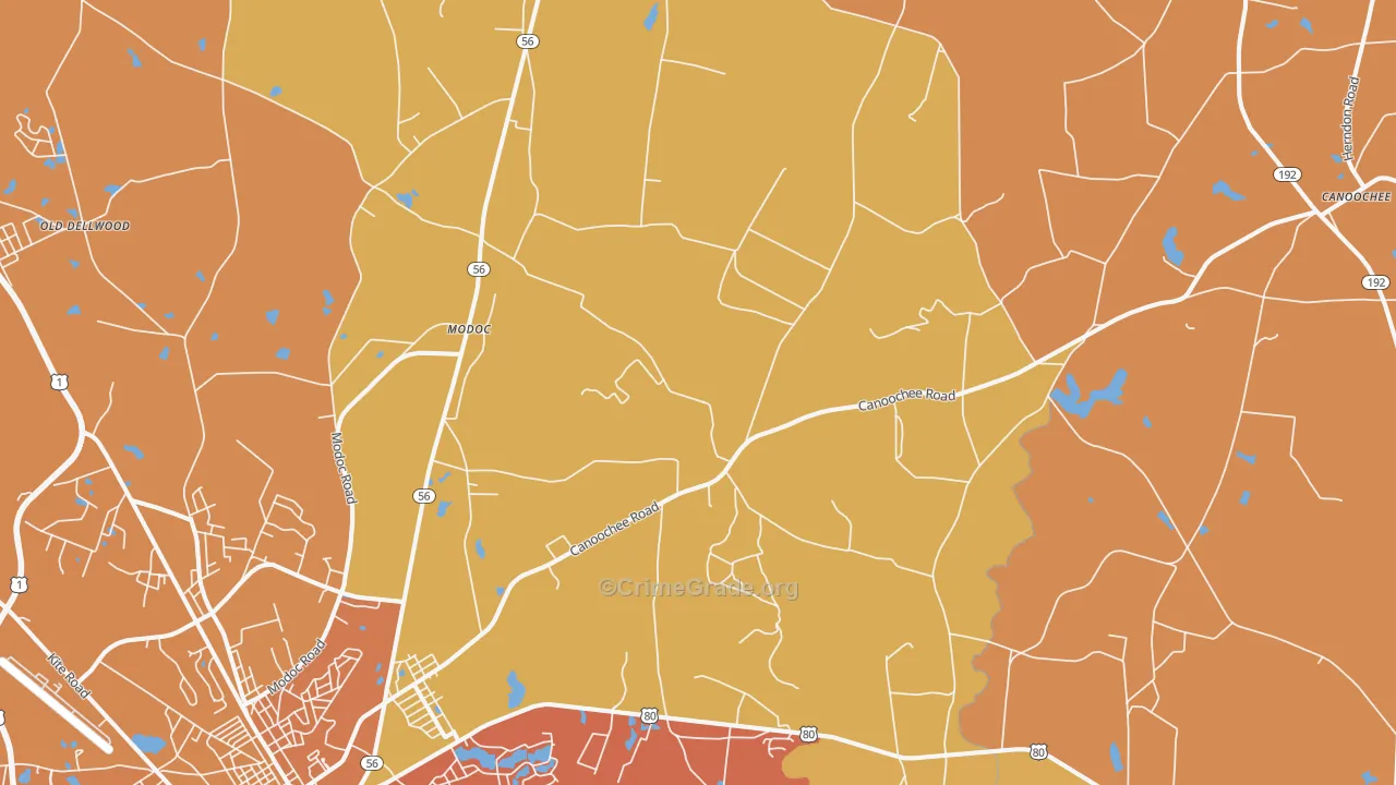 Summertown, GA Map of Burglary Rates