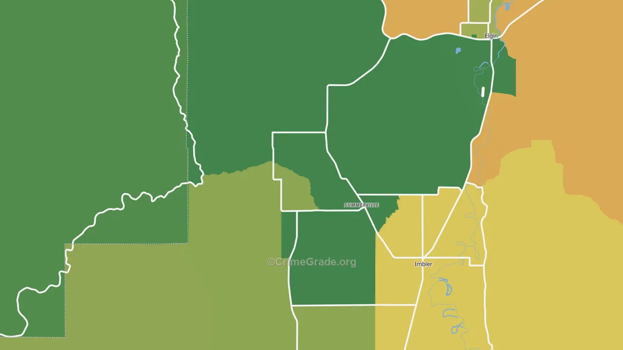 Summerville, OR Map of Burglary Rates