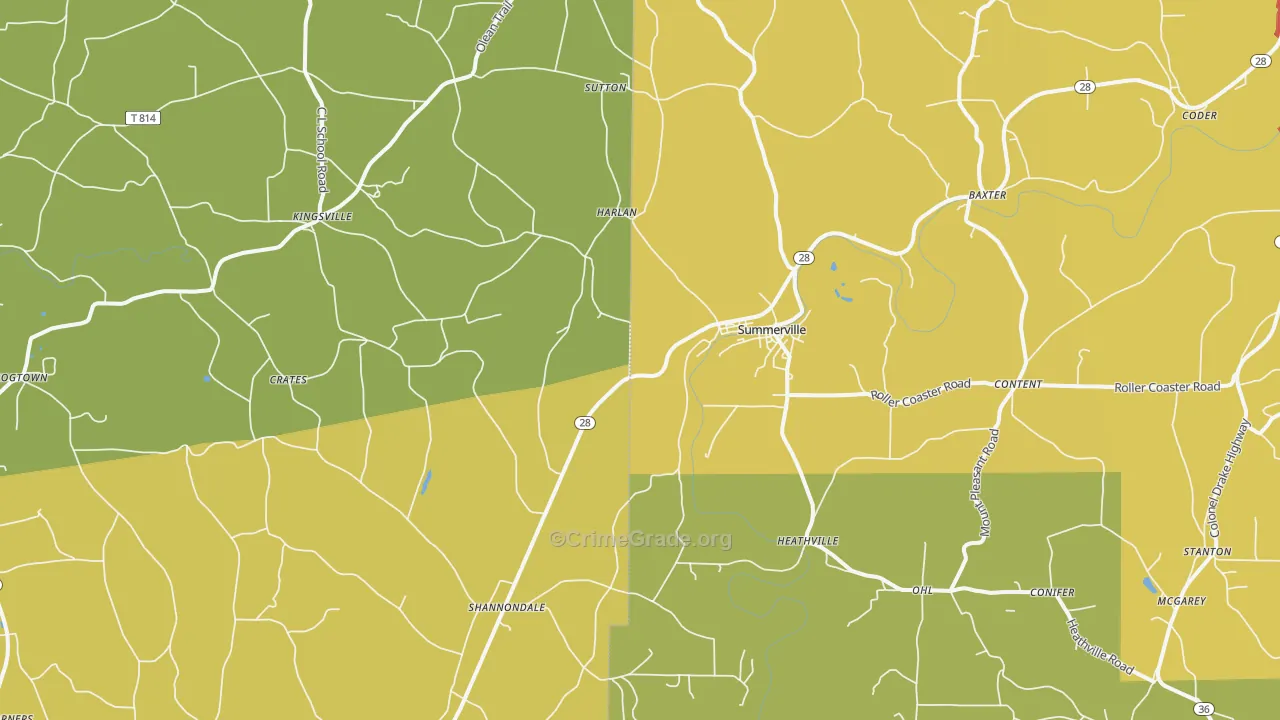 Summerville, PA Map of Burglary Rates