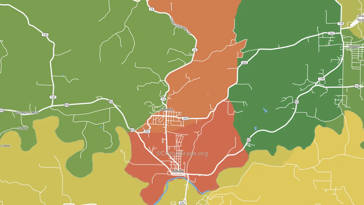 Summit, AR Map of Burglary Rates