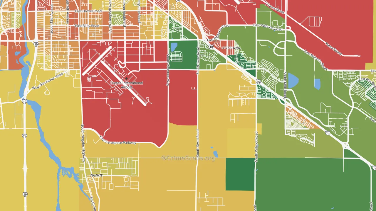 Summit, AZ Map of Burglary Rates