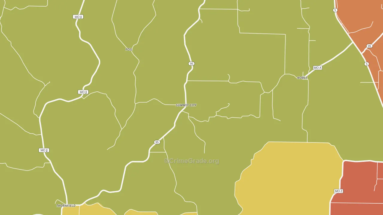 Summit City, MO Map of Burglary Rates