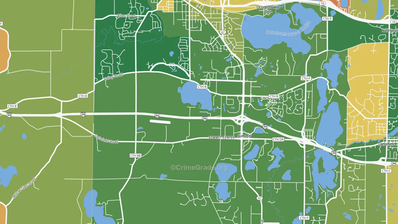 Summit Corners, WI Map of Burglary Rates