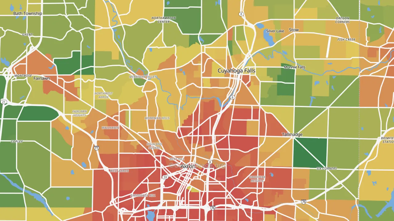 Summit County, OH Map of Burglary Rates