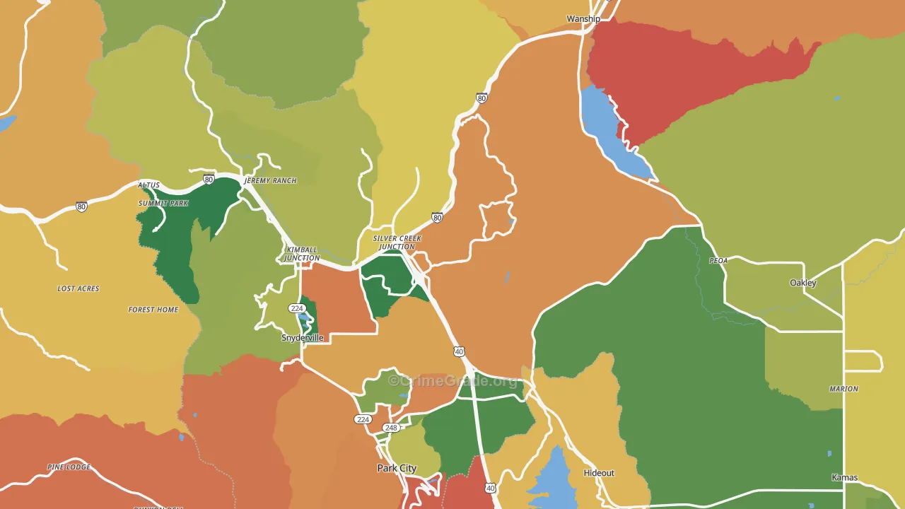 Summit County, UT Map of Burglary Rates