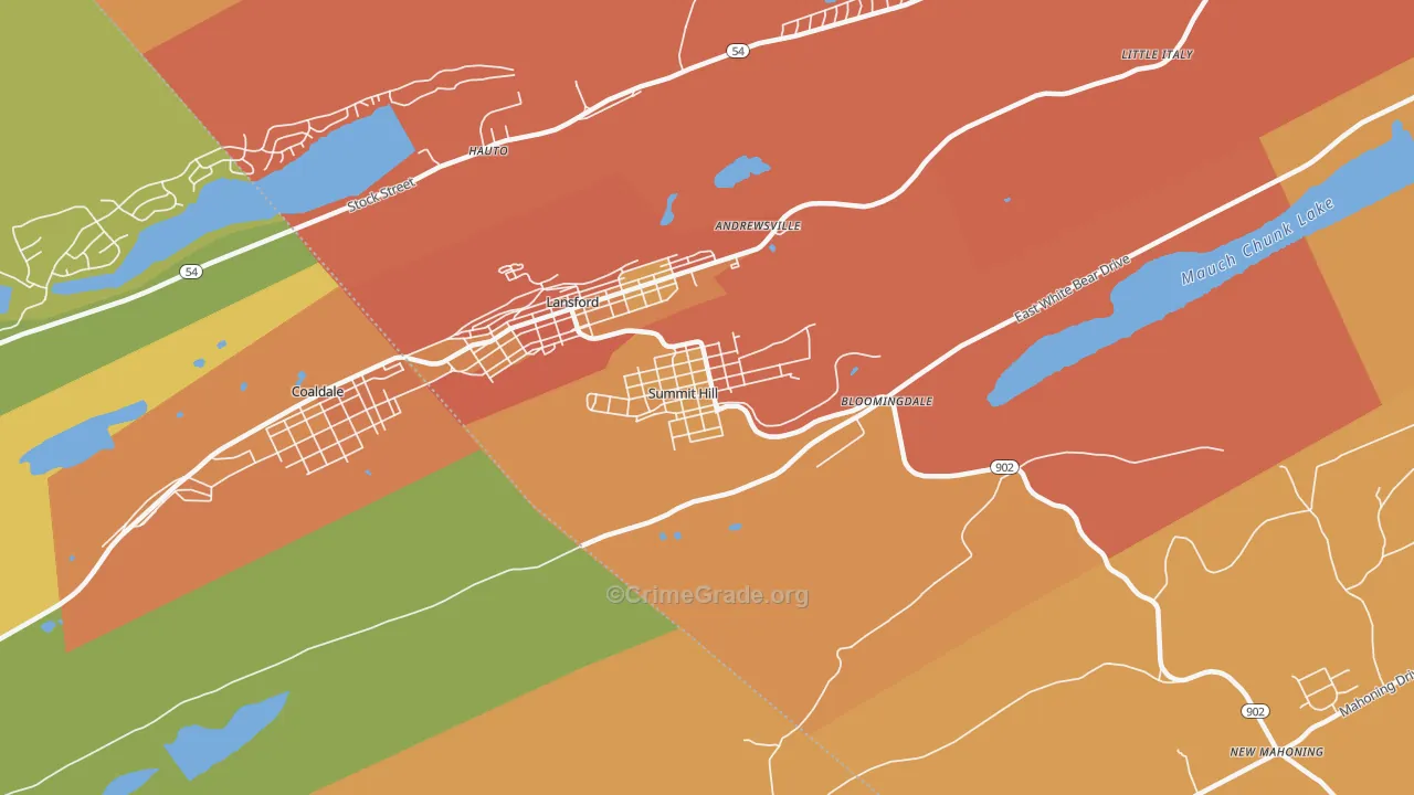 Summit Hill, PA Map of Burglary Rates