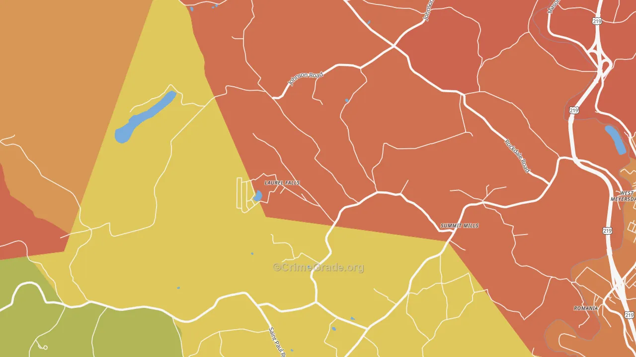 Summit Mills, PA Map of Burglary Rates