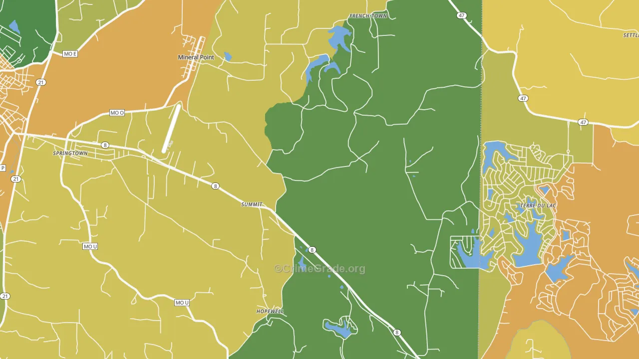 Summit, MO Map of Burglary Rates