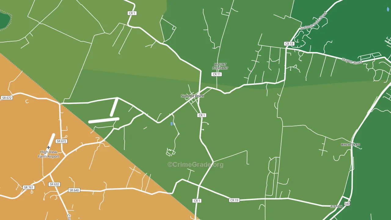 Summit Point, WV Map of Burglary Rates