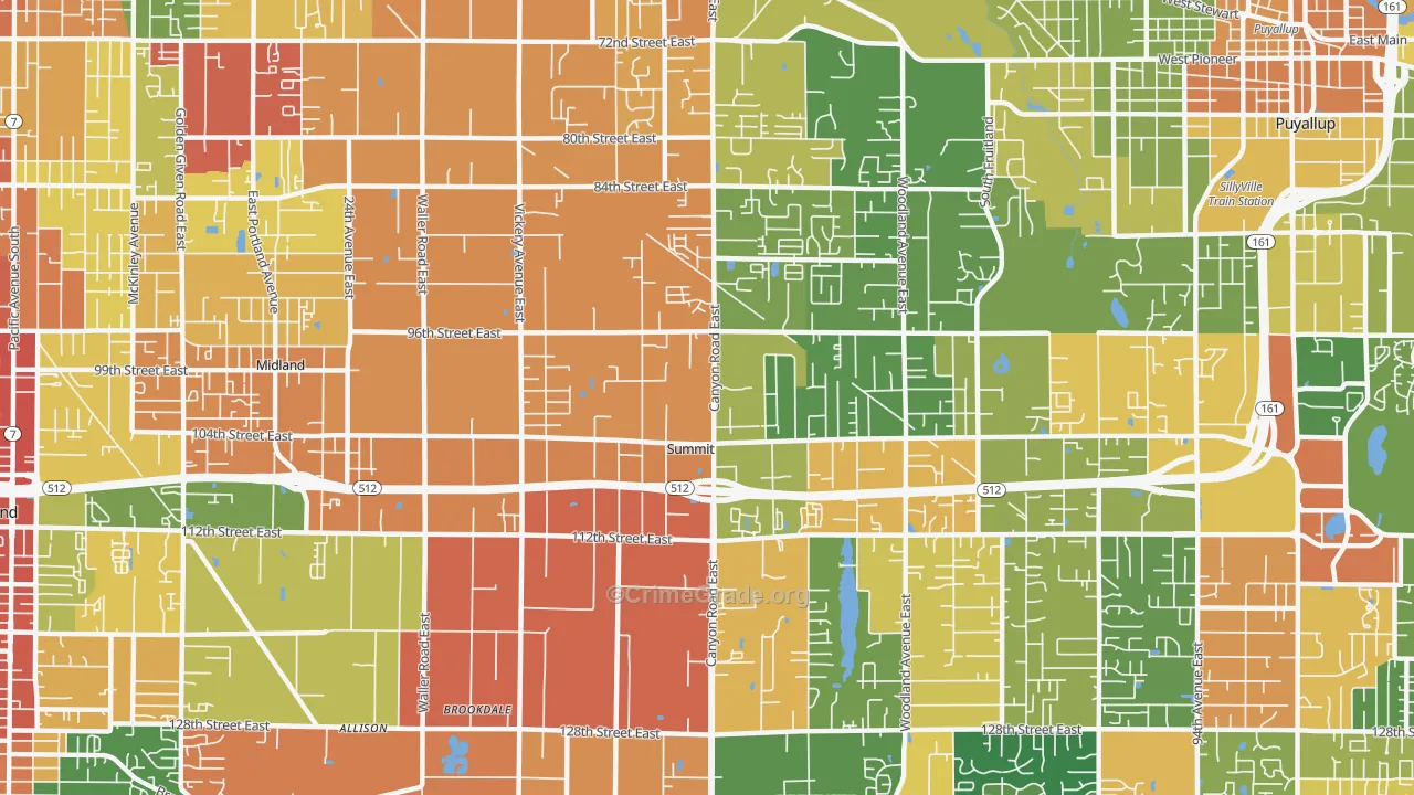Summit, Puyallup, WA Map of Burglary Rates