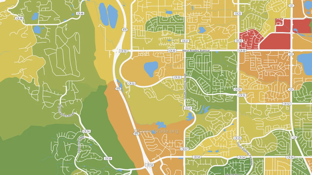 Summit Ridge at West Meadows, Dakota Ridge, CO Map of Burglary Rates