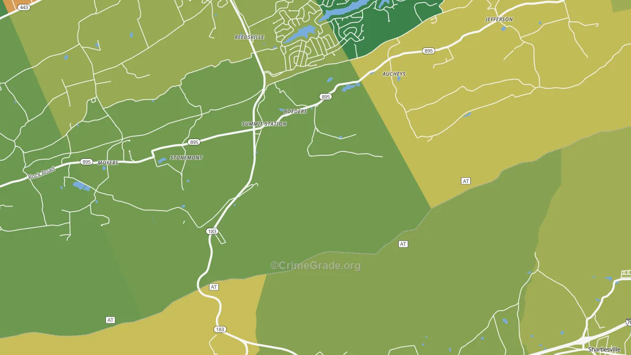 Summit Station, PA Map of Burglary Rates