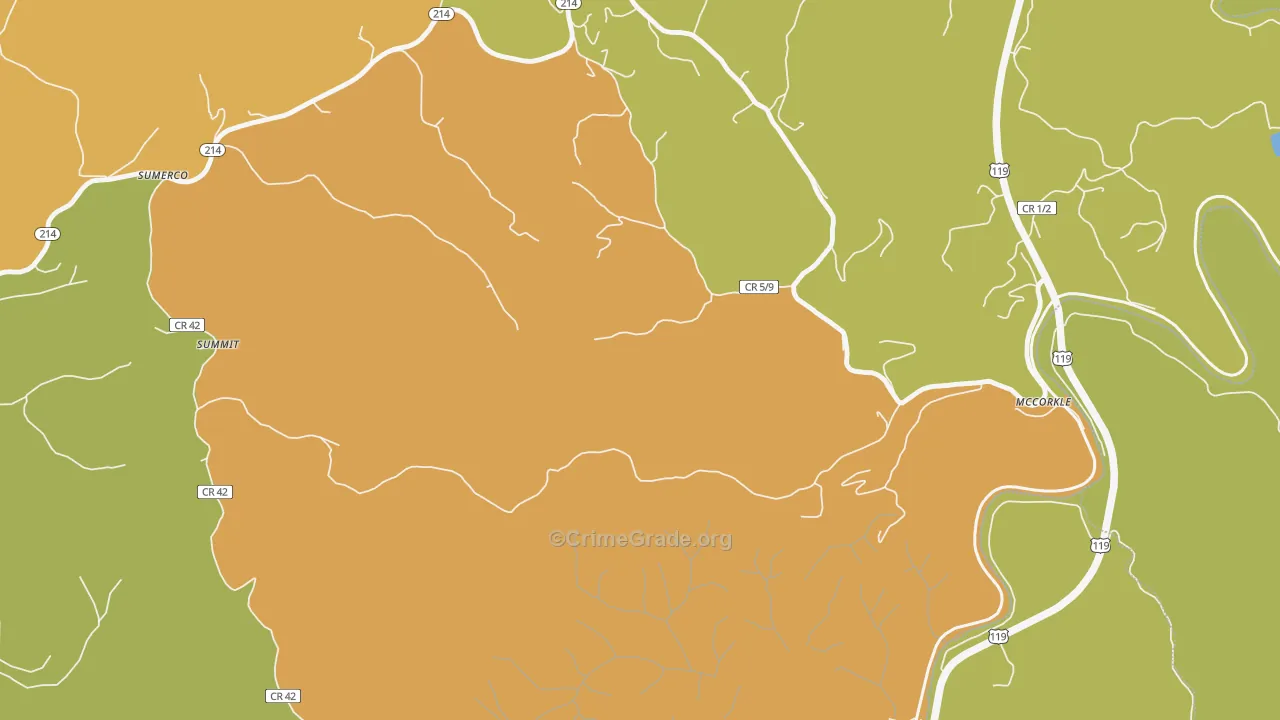 Summit, WV Map of Burglary Rates