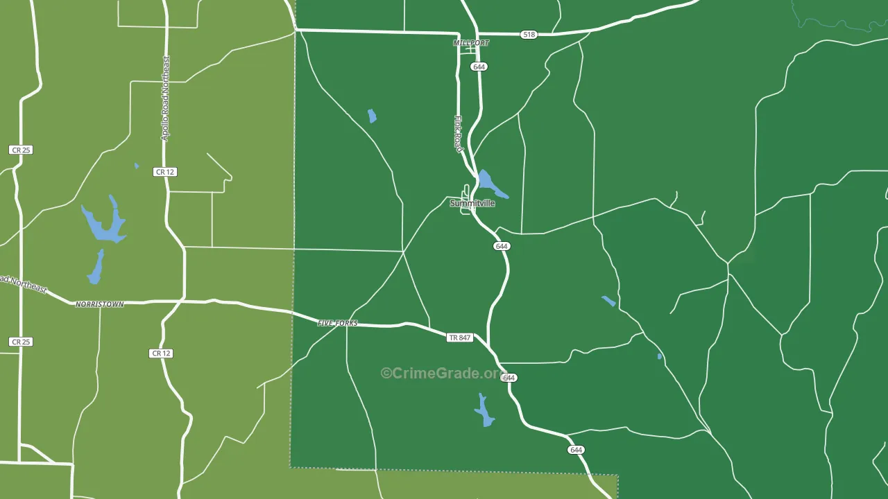 Summitville, OH Map of Burglary Rates