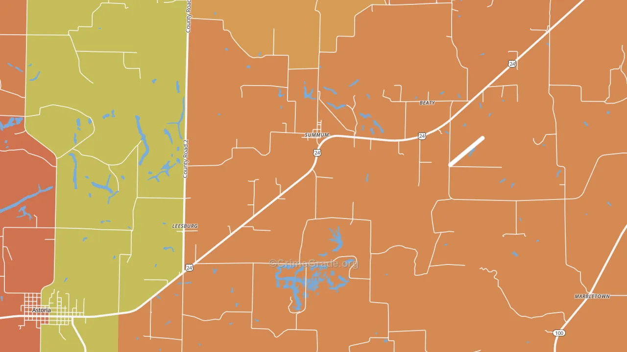 Summum, IL Map of Burglary Rates