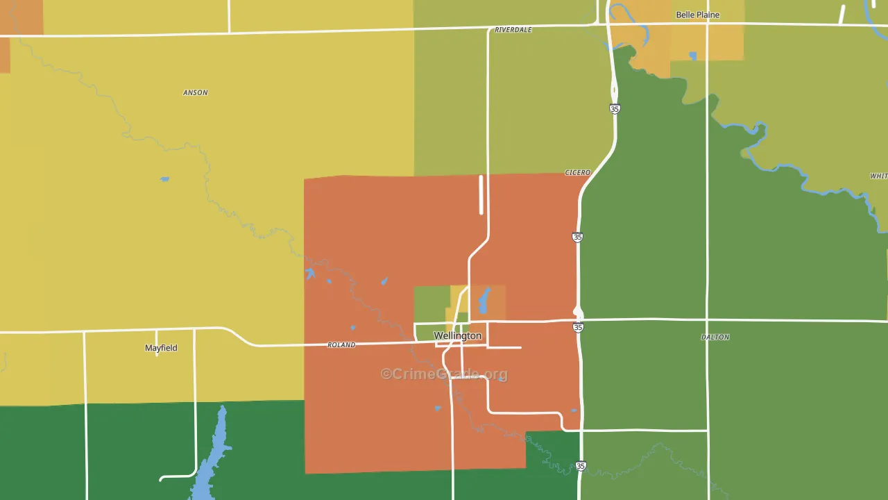 Sumner County, KS Map of Burglary Rates