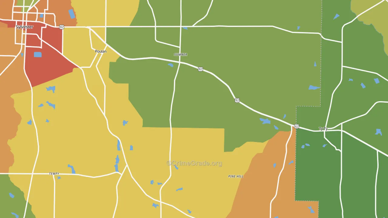 Sumner, GA Map of Burglary Rates