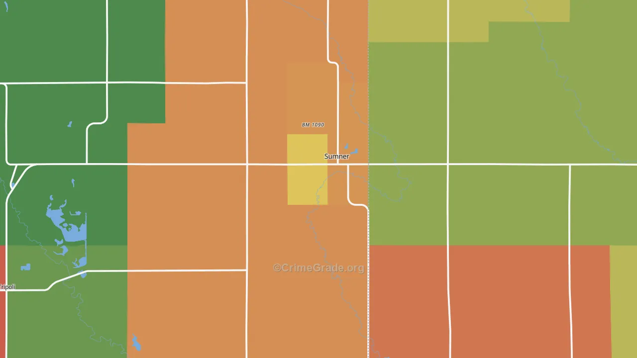 Sumner, IA Map of Burglary Rates