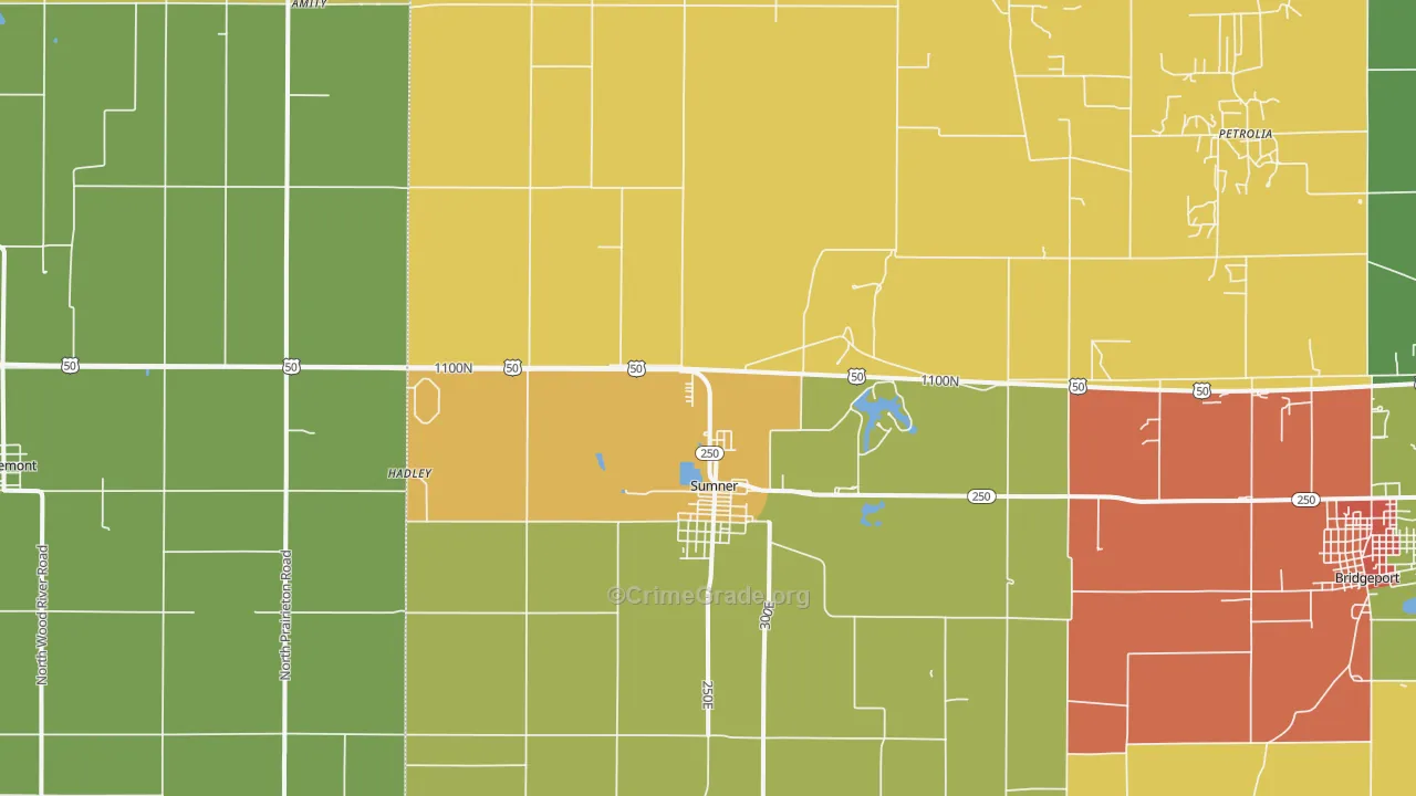 Sumner, IL Map of Burglary Rates