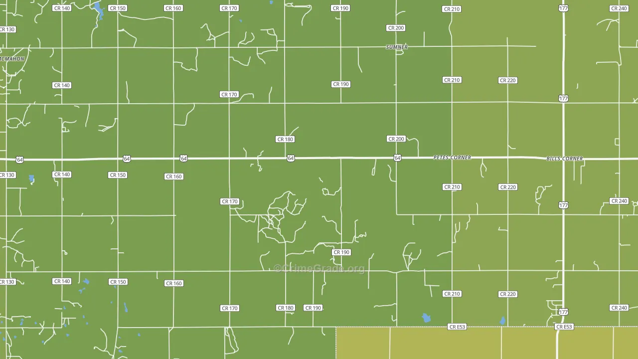 Sumner, OK Map of Burglary Rates