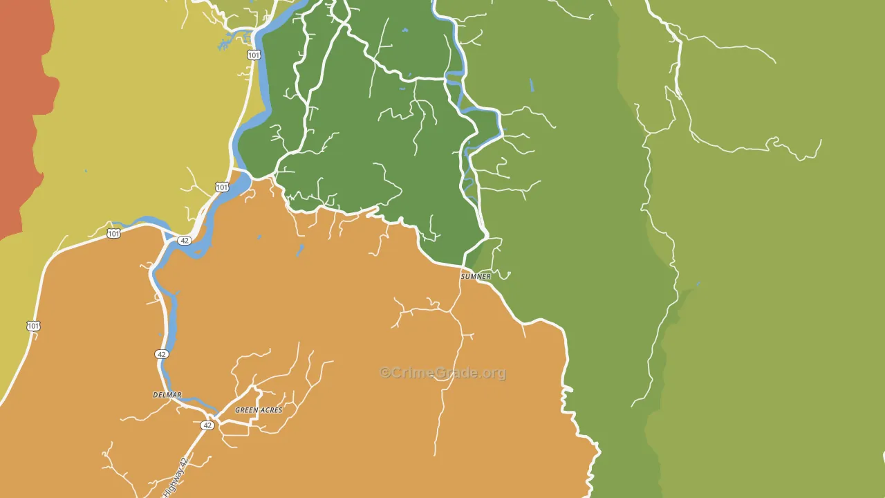 Sumner, OR Map of Burglary Rates