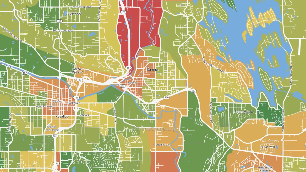 Sumner, WA Map of Burglary Rates