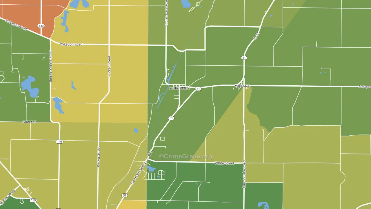 Sumnerville, MI Map of Burglary Rates