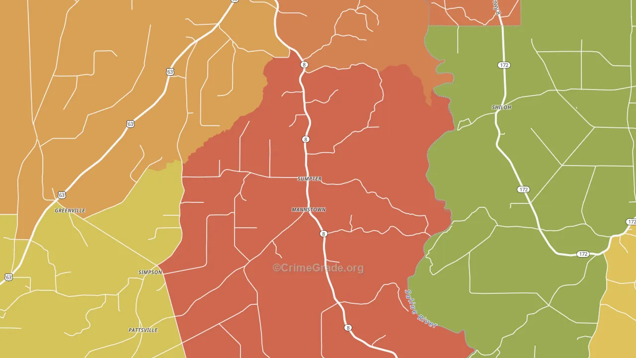 Sumpter, AR Map of Burglary Rates