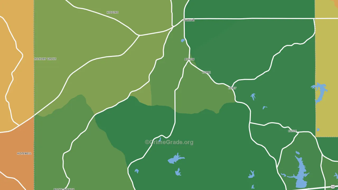 Sumrall, MS Map of Burglary Rates