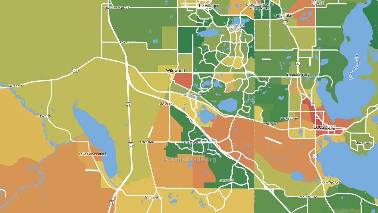 Sumter County, FL Map of Burglary Rates