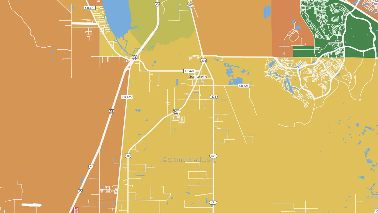 Sumterville, FL Map of Burglary Rates