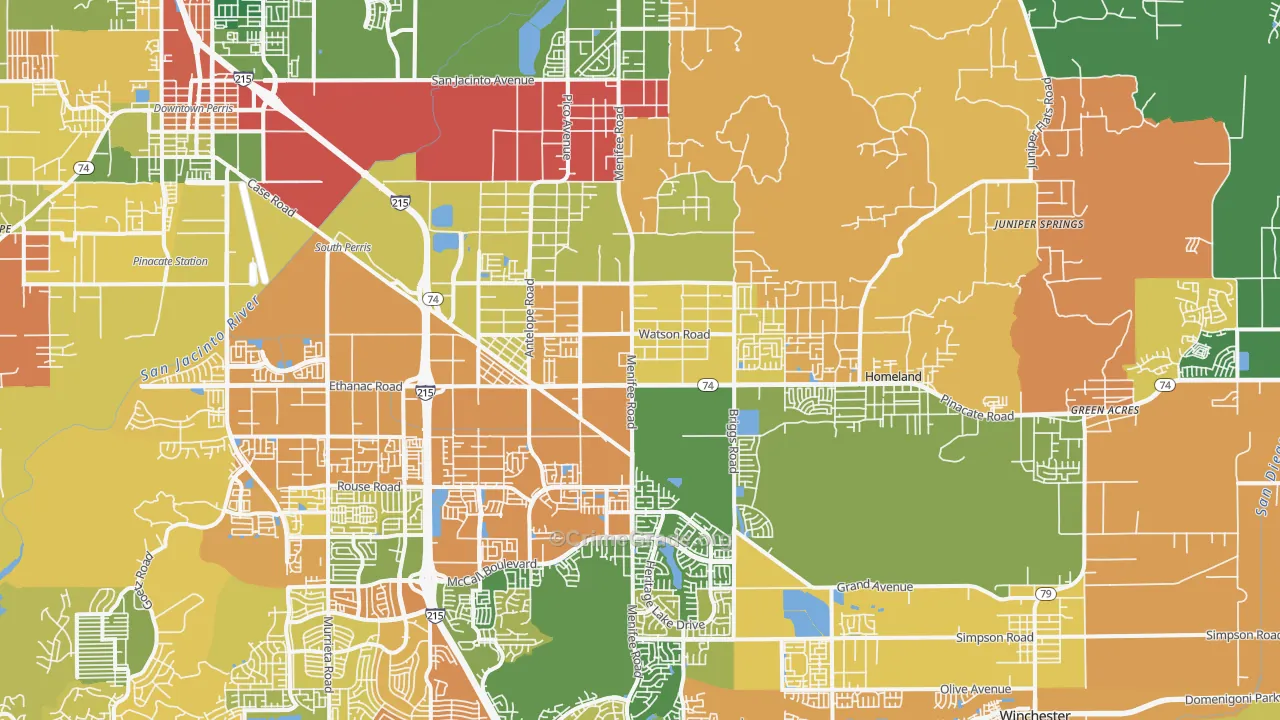 Sun City, CA Map of Burglary Rates