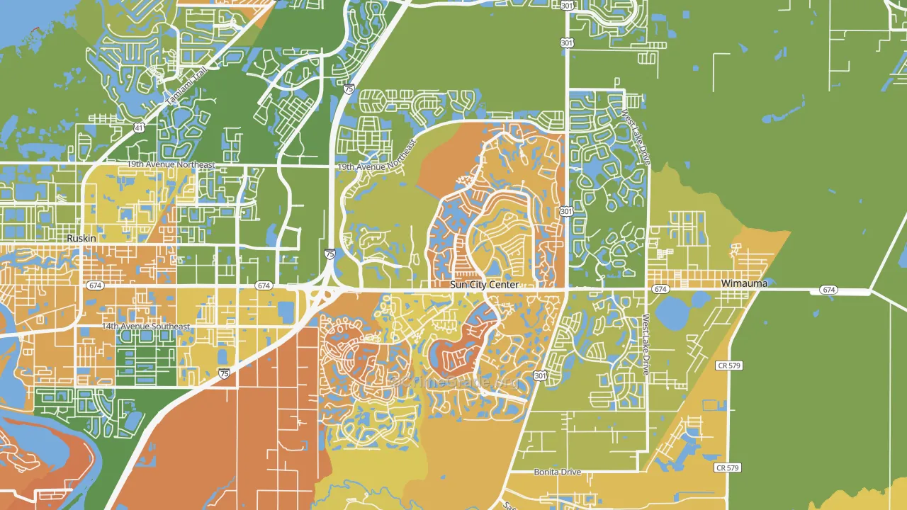 Sun City Center, FL Map of Burglary Rates