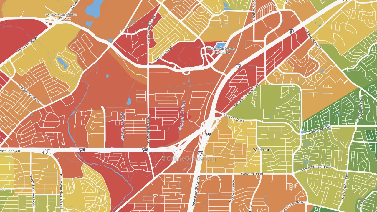 Sun Gate, San Antonio, TX Map of Burglary Rates