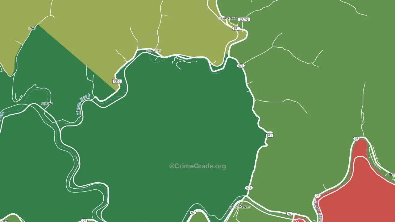 Sun Hill, WV Map of Burglary Rates