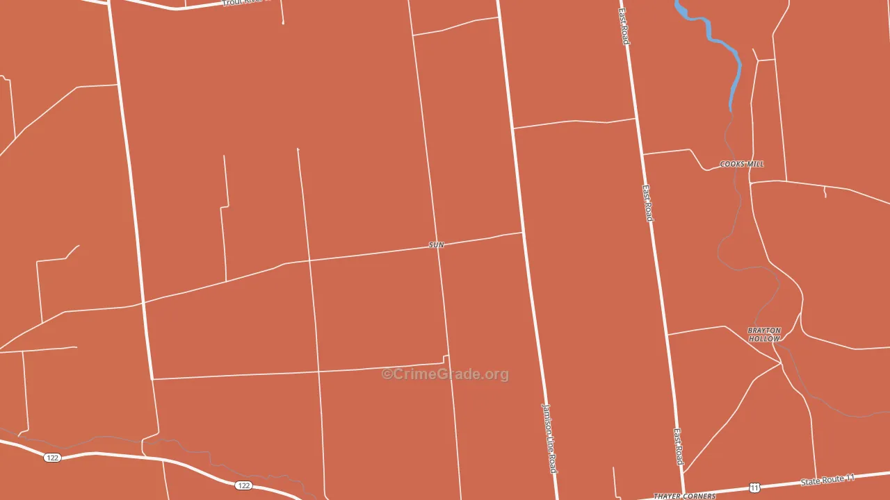 Sun, NY Map of Burglary Rates